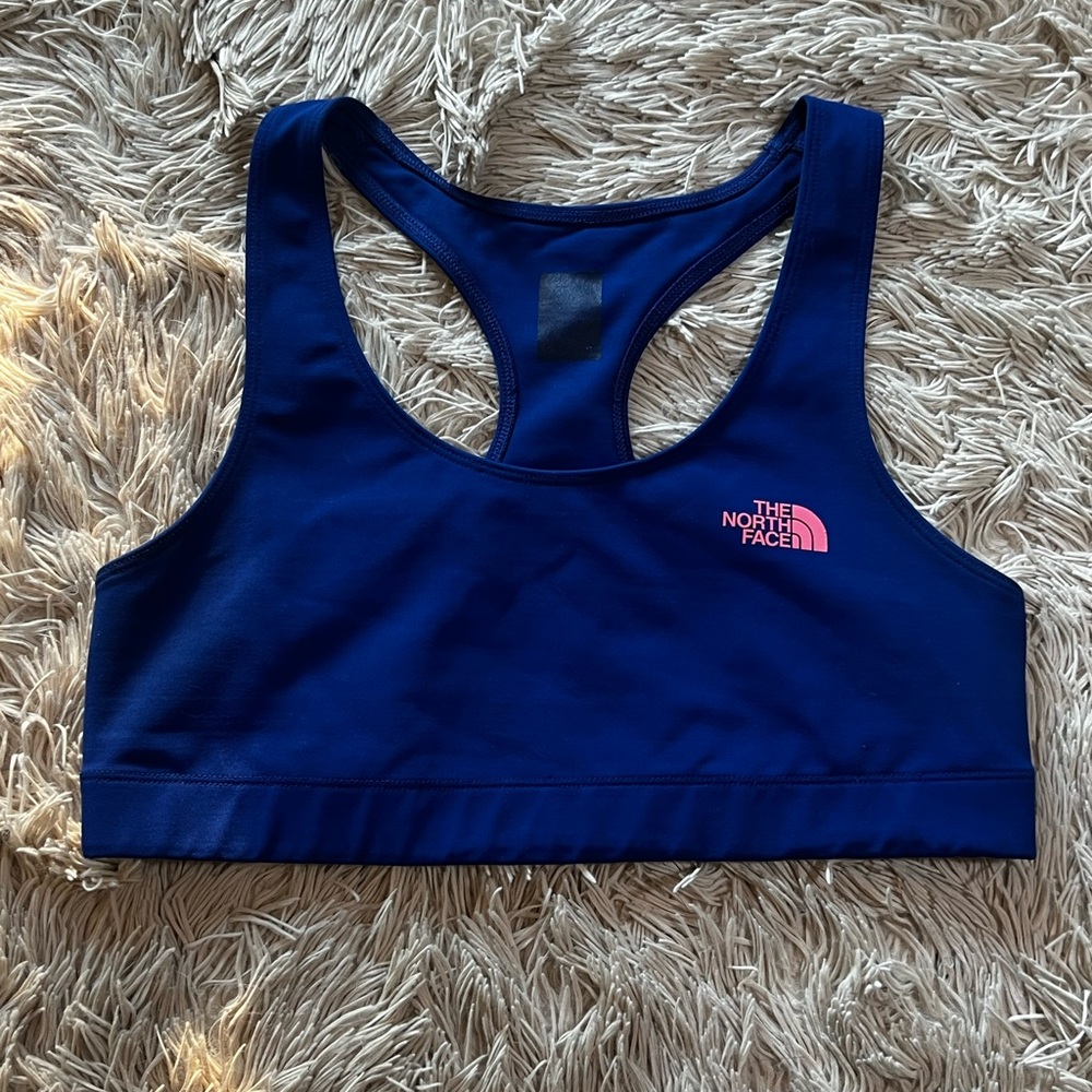 The North Face Royal Blue Sports Bra with vapor wick fabric